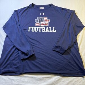 Under Armour New Trier Navy Football Long Sleeve Shirt Men's 2XL USA Flag